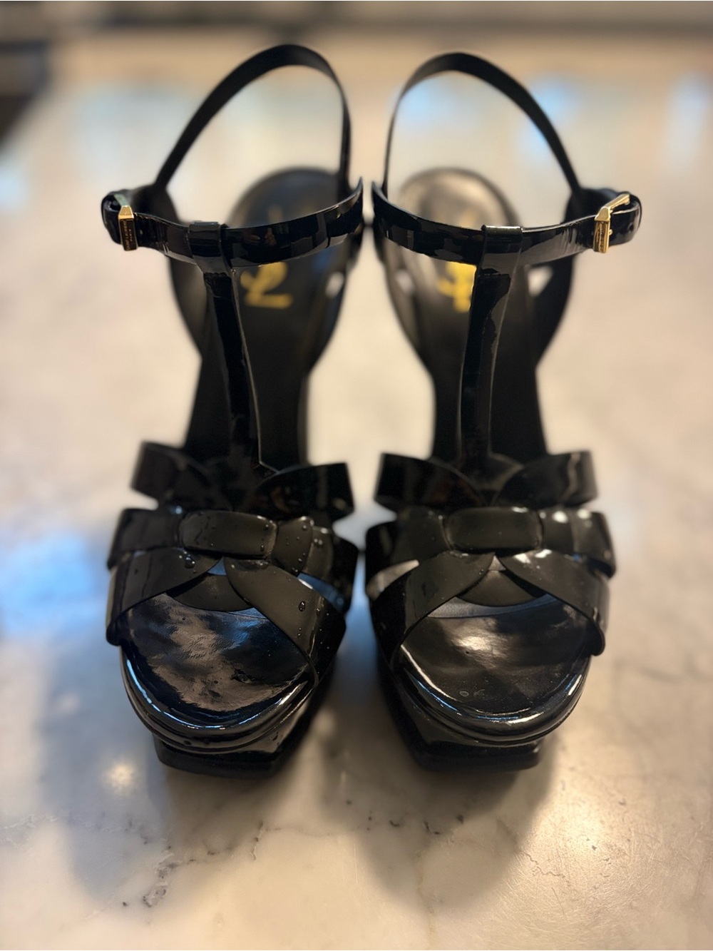 YSL Tribute Platform Sandal - Black - size 8.5